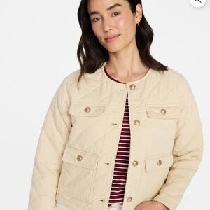 NWT Preppy Equestrian Parisian Old Money Quilted Jacket Beige Large
